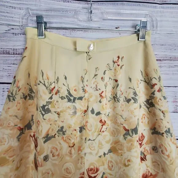 Petite Sophisticate Silk Floral Skirt Size 6 Muted Floral Roses Whimsy Fairycore - Picture 5 of 10